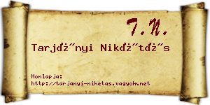 Tarjányi Nikétás névjegykártya